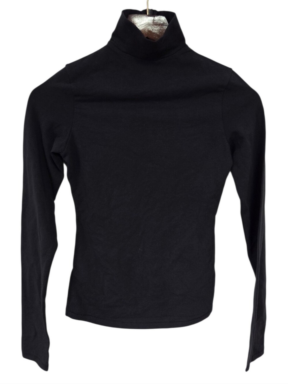 Skims Cotton Jersey Turtleneck Top Shirt Soot Black Small NWT